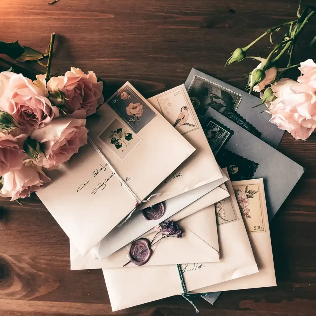 Collection of letters with flowers